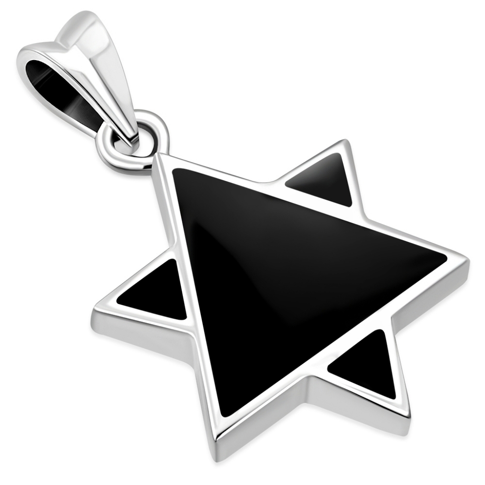 Pendant MEN'S/UNISEX Black Onyx Star of David in Sterling Silver